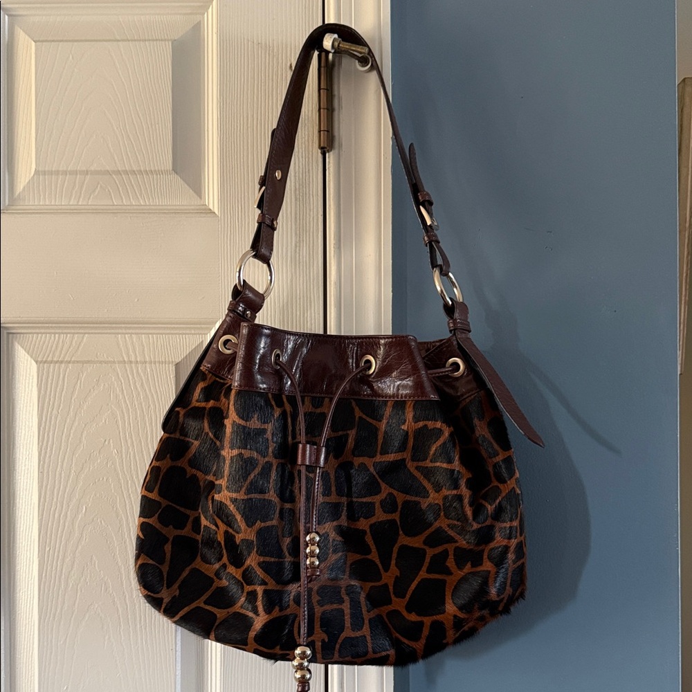 Aqua Madonna calfskin drawstring bag